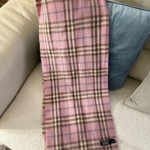 Burberry Pink and Brown Checkered Scarf